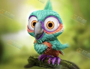 Blender素材—萌萌的大眼小鸟模型