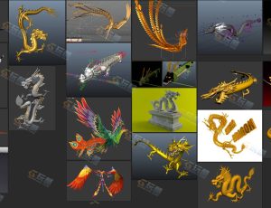 中国龙与凤凰3D动画模型套装