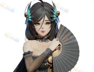 Blender资源—古扇美女模型