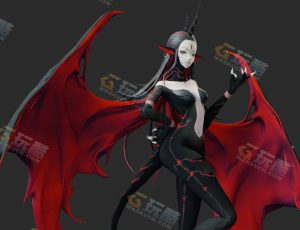 Blender资源—女红色恶魔模型