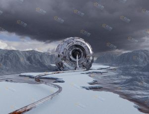 Blender源文件—雪地生锈的科技设备
