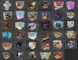 Blender工程源文件—90多套low poly低多边形卡通场景
