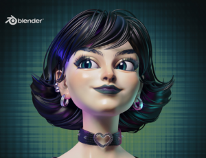 Blender雕刻卡通角色《哥特女孩》胸像制作流程【雕刻丨材质丨表情捕捉丨动画】