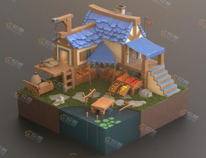 Blender工程源文件—卡通商铺