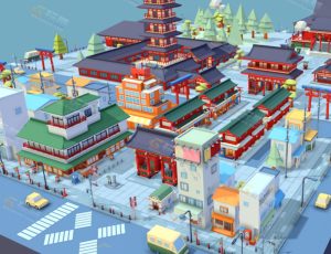 Blender工程源文件—low poly古城