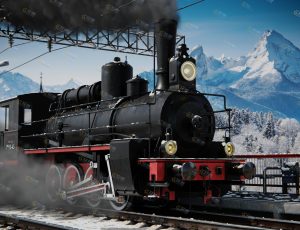 Blender工程源文件—雪山火车场景