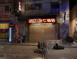 Blender工程源文件—破旧街道