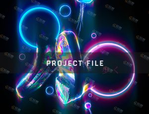 C4D工程源文件—赛博朋克霓虹灯风格组合道具