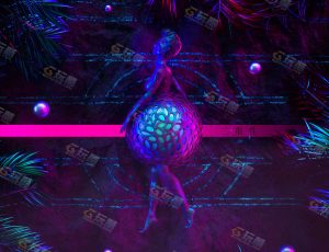 C4D工程源文件—紫色氛围赛博朋克场景