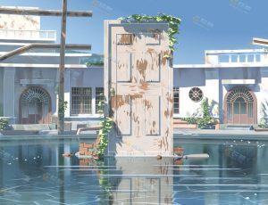 Blender工程源文件—日式动漫水境之门