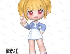 Blender模型—活泼双马尾Q版卡通女孩