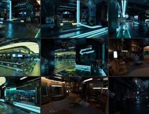 Blender工程源文件—超级科幻赛博朋克密室