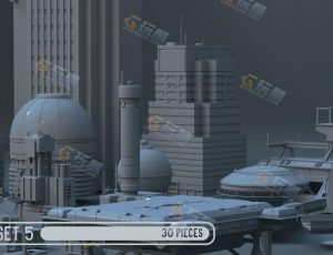 30多个普通科技建筑Blender资产库件