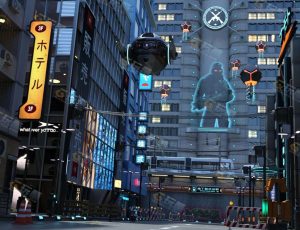 Blender工程源文件—赛博朋克科技未来街道