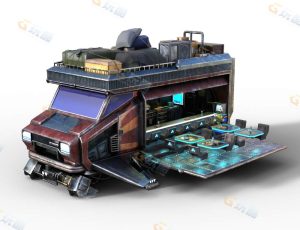 Blender模型—赛博朋克飞行餐厅车