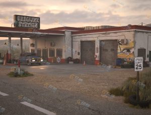 Blender工程源文件—大型郊区加油站