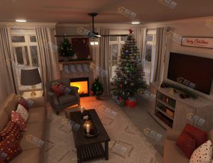 Blender工程源文件—圣诞节客厅