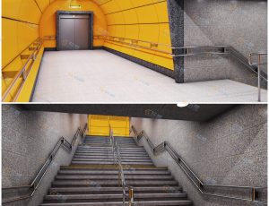 Blender工程源文件—现代走廊通道