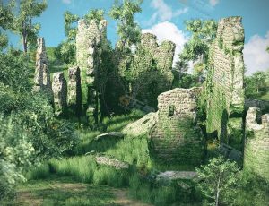 Blender工程源文件—绿林废墟