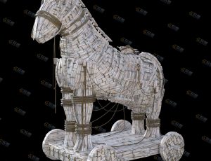 Blender模型—特洛伊中世纪木马车