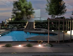 Blender工程源文件—现代公园泳池