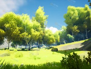 UE5素材—程序化卡通白桦林