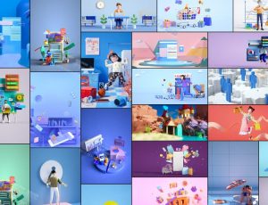 C4D卡通人物场景工程源文件合集包v2