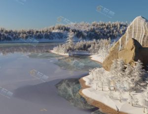 Blender工程源文件—冬季湖泊