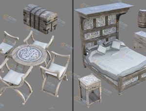 中世纪家具Blender资产库