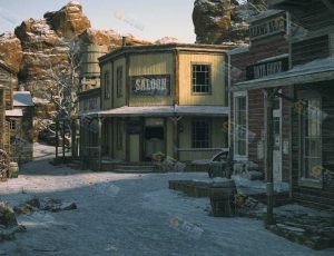 Blender工程源文件—冬季西部村庄