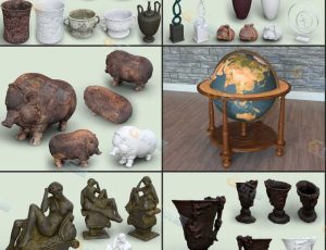 复古装饰套装Blender资产库