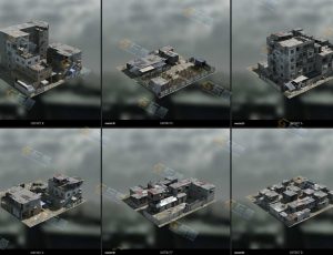 高精度贫民窟街道建筑群Blender资产库