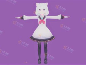 Blender模型—猫耳校服女