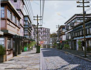 Blender工程源文件—现代小街道