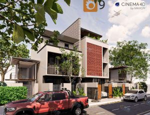 C4D工程源文件—户外别墅大景