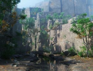 Blender工程源文件—岩石山谷溪流