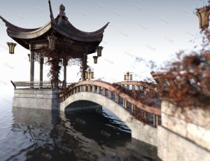 Blender工程源文件—古代老式凉亭