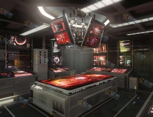 Blender工程源文件—红色科幻控制室