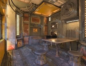 Blender工程源文件—古老破旧科技房