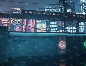 Blender工程源文件—霓虹灯夜晚街道