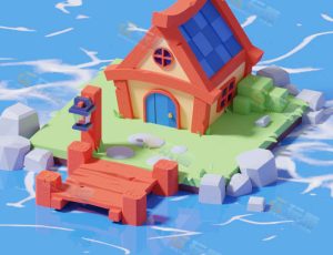 Blender工程源文件—海边小木屋