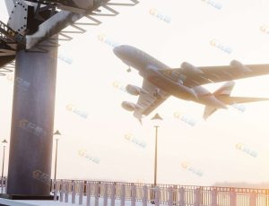 Blender工程源文件—黄昏飞机场景