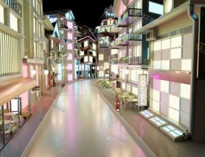 Blender工程源文件—卡通霓虹灯街道