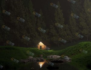 Blender工程源文件—夜间谧静树林