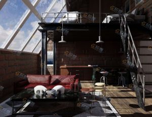 Blender工程源文件—阁楼单身公寓单间