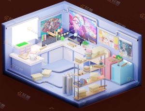 low poly低多边形卡通场景123-Blender工程源文件