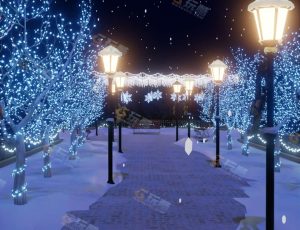 Blender工程源文件—冬季光灯园