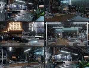 Blender工程源文件—赛博朋克科幻科技卧室