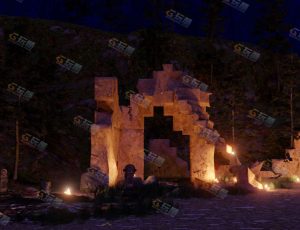 Blender工程源文件—夜晚墓地