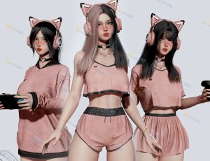 UE5素材—主播女孩